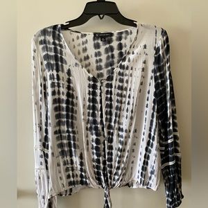 INC International Concepts Long Sleeves V-Neck Front Waist Tie